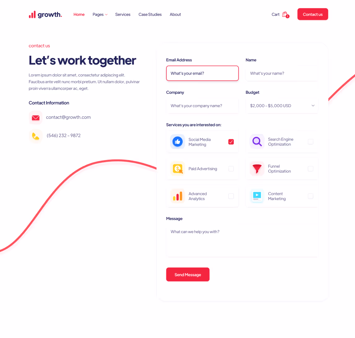 Contact - Growth Webflow Template